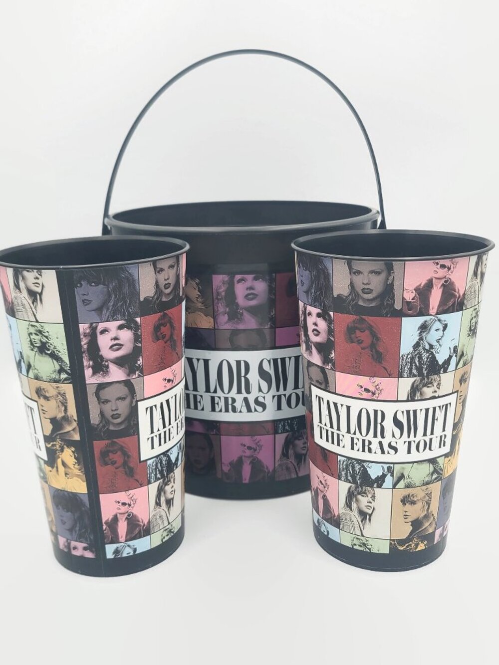 Taylor Swift The Eras Tour Black Plastic Movie Popcorn Bucket With 2 Large Cups